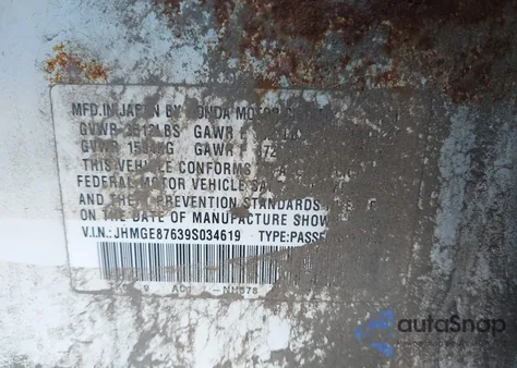 2009 Honda Fit Sport из США, поврежденный, VIN JHMGE87639S034619